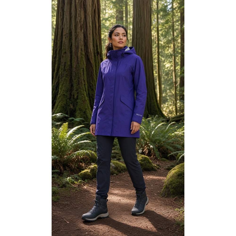 Marmot MemBrain Womens Purple Waterproof Hooded Rain Jacket Parka Size Small